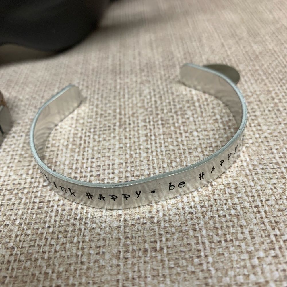Good Works Faith Vegan Leather and Silver Be‎ Happy Affirmation Bracelets